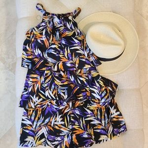 Tropical print romper swimsuit only